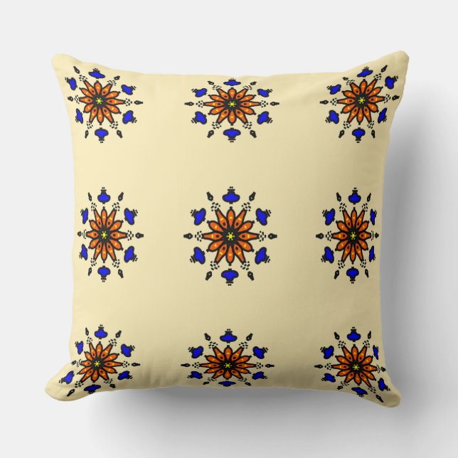 Cojín Decorativo Mandala Azul Real (Anverso)
