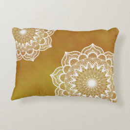 Cojín Decorativo Mandala Blanco sobre Fondo Dorado