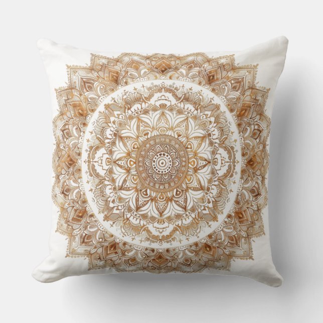 Cojín Decorativo Mandala boho chic doré pour déco zen ✨ (Anverso)