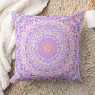 Cojín Decorativo Mandalá boho hippie intrincado colorido alucinante