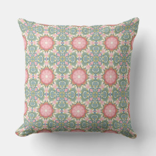 Cojín Decorativo Mandalá boho rosa y turquesa