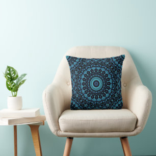 Cojín Decorativo Mándala Botánico Oscuro Noir
