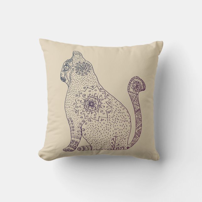 Cojín Decorativo Mandala Cat Throw Cushion (Anverso)