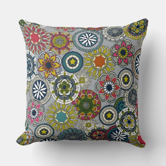 Cojín Decorativo mandala cirque festival silver (Anverso)