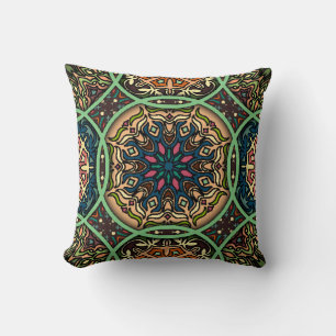 Cojín Decorativo Mandala colorida: Mano floral vintage dibujada