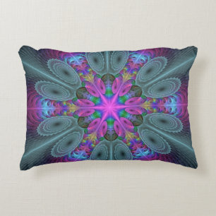 Cojín Decorativo Mandalá Colorido Arte Fractal Impactante Caleidosc