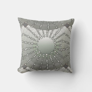 Cojín Decorativo Mandala con estrellas - gradiente de satén gris pl
