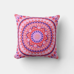 Cojín decorativo Mandala de base rosa