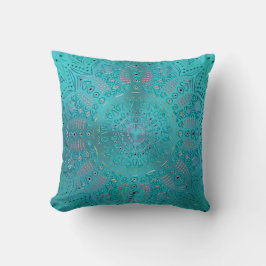 Cojín Decorativo Mandala de las azules turquesas
