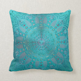Cojín Decorativo Mandala de las azules turquesas