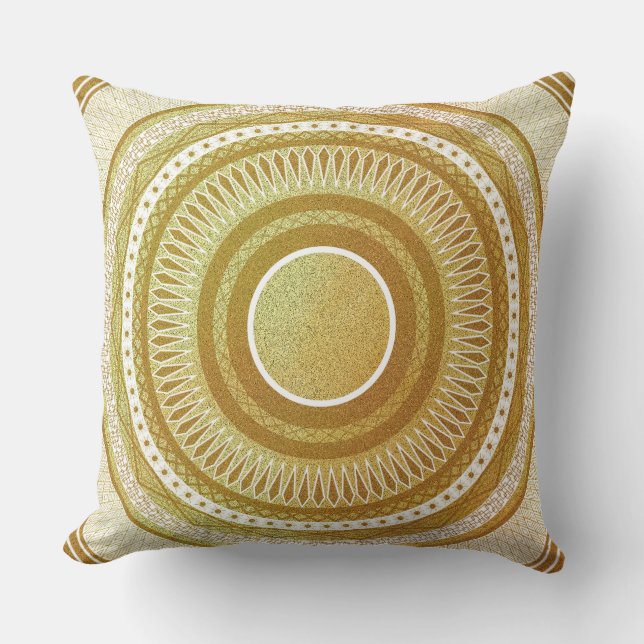 Cojín Decorativo Mandalá de Oro y Brillo (Anverso)