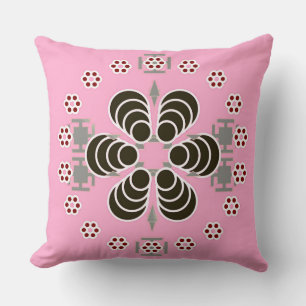 Cojín Decorativo Mandala de seis puntos - rosa y negro