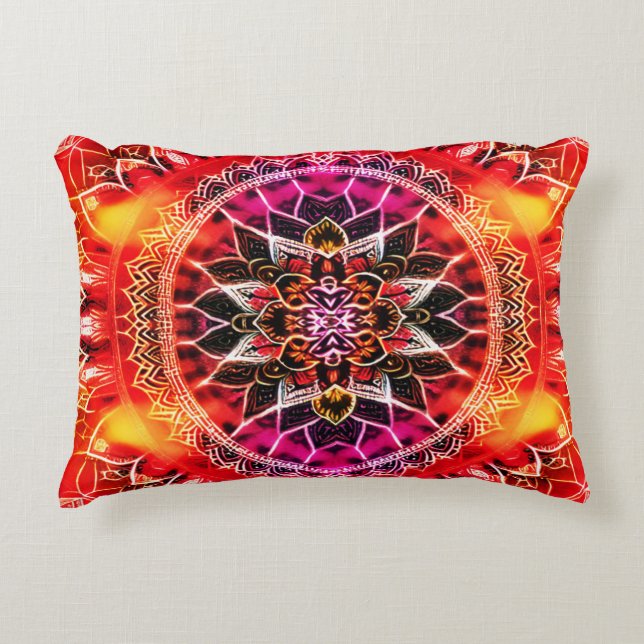 Cojín Decorativo Mandala decorativa roja (Anverso)