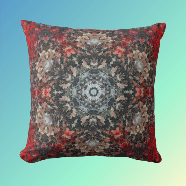 Cojín Decorativo Mandala digital rojo y blanco (Subido por el creador)