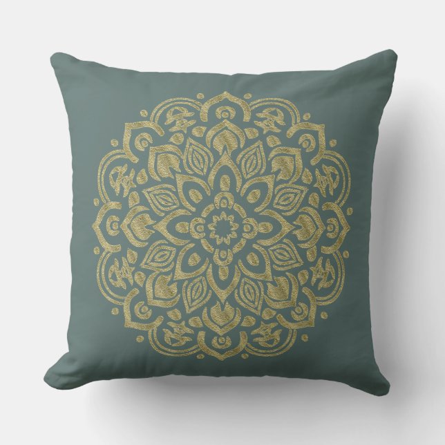 Cojín Decorativo Mandala dorada - Pillow (Anverso)