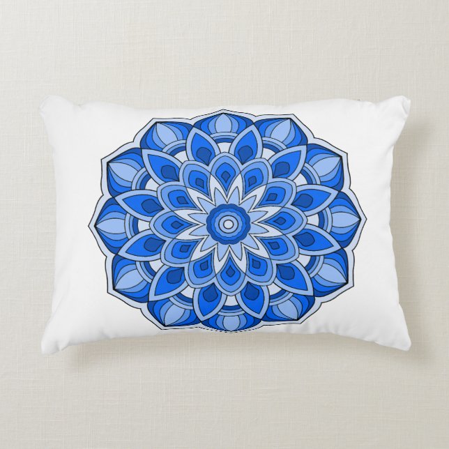 Cojín Decorativo Mandala en azul (Anverso)