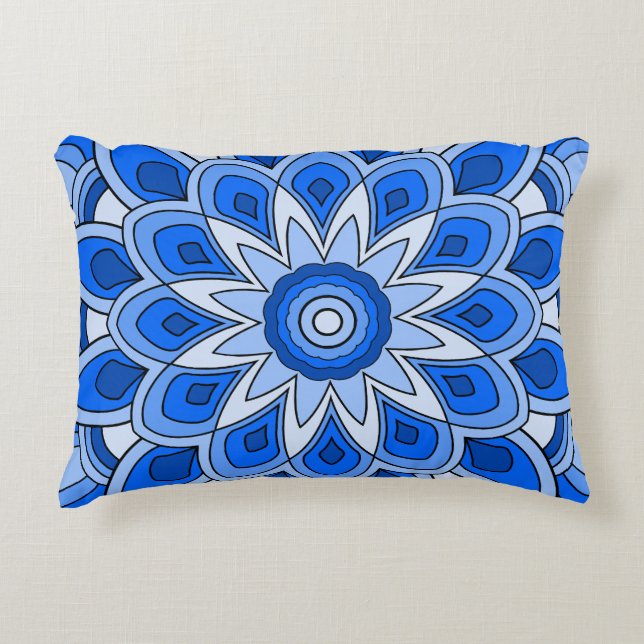 Cojín Decorativo Mandala en azul (Anverso)