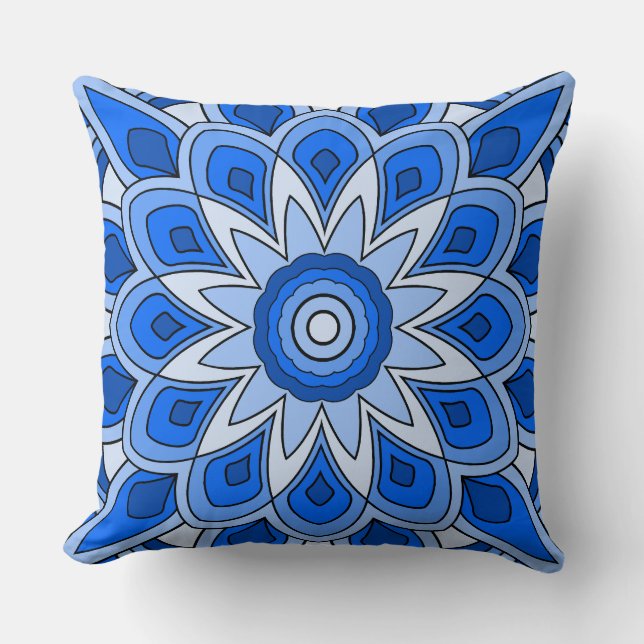 Cojín Decorativo Mandala en azul (Anverso)
