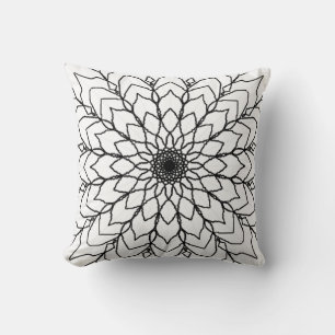 Cojín decorativo Mandala en blanco y negro