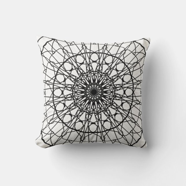 Cojín decorativo Mandala en blanco y negro (Anverso)