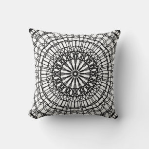 Cojín decorativo Mandala en blanco y negro