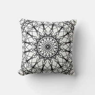 Cojín decorativo Mandala en blanco y negro