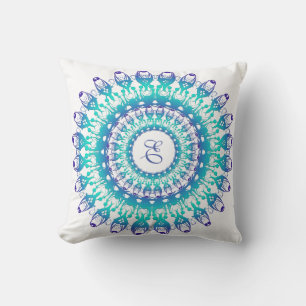 Cojín Decorativo Mandala étnica turquesa