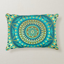 Cojín Decorativo Mandalá Fantasía Azul Dorado