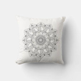 Cojín Decorativo Mandala floral blanca negra v1