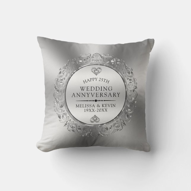 Cojín Decorativo Mandala floral boda de plata (Anverso)
