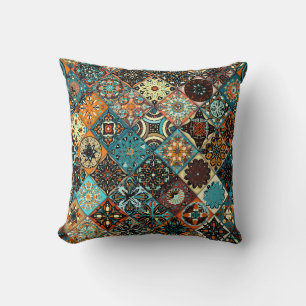 Cojín Decorativo Mandala floral étnica sin fisuras. Colorido m