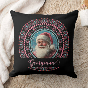 Cojín Decorativo Mandala floral Retro Santa Pinkmas personalizada