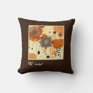 Cojín Decorativo Mandala floral Tonos de tierra rústicos otoñales