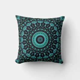 Cojín Decorativo Mándala floral turquesa oscuro