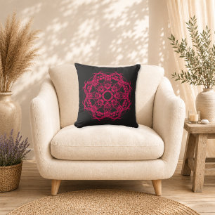 Cojín Decorativo Mandala Fuchsia Medianoche