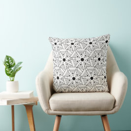 Cojín Decorativo Mandala Geométrica Geométrica en Blanco y Negro