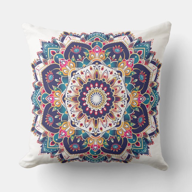 Cojín Decorativo Mandala géométrique bohème 🌸 pour déco (Anverso)