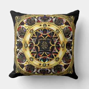 Cojín Decorativo Mandalá Intrincadamente Detallado Con Colores Vibr