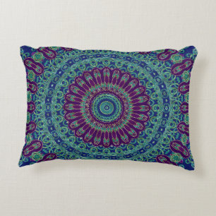 Cojín Decorativo Mandala morada, azul y verde