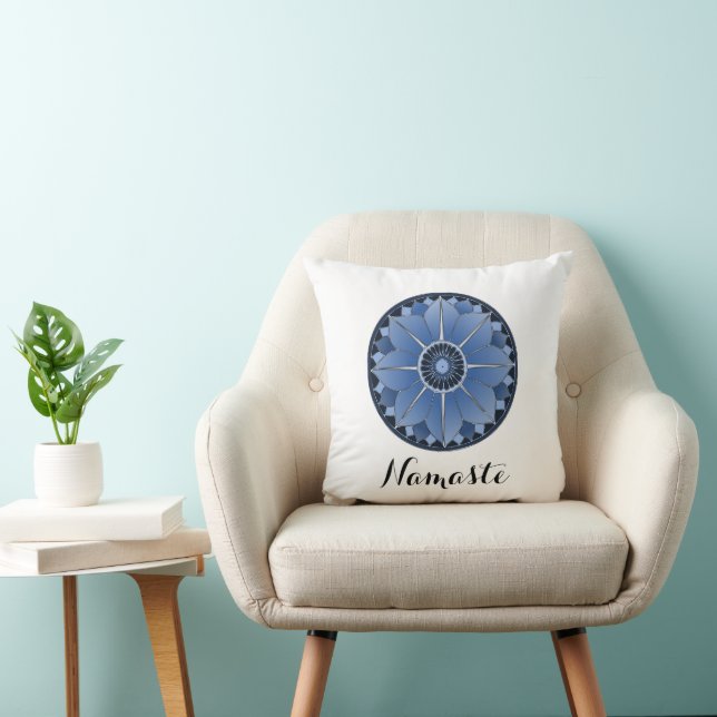 Cojín Decorativo Mandalá Namasté Espiritual Azul de Moda (Silla)