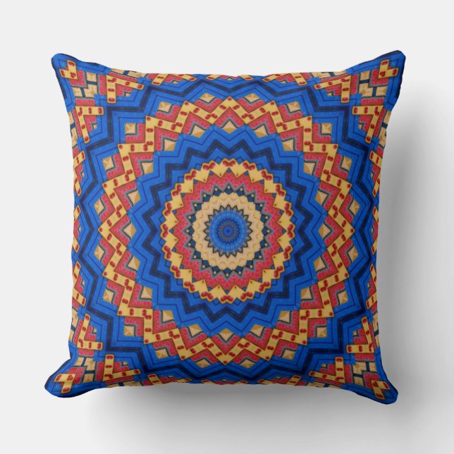 Cojín Decorativo Mandala orange blue lumbar pillow (Anverso)