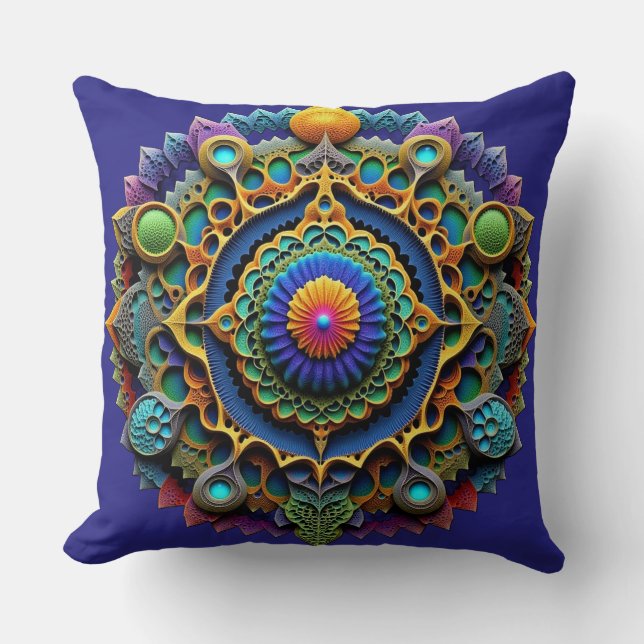Cojín Decorativo Mandala Ornamentada Decoración Boho (Anverso)