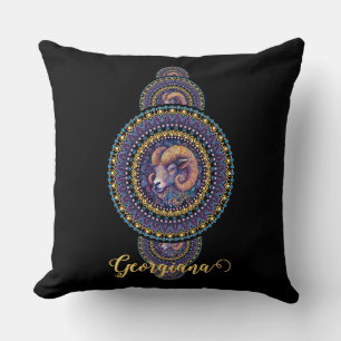 Cojín Decorativo Mandala ornamental Aries Whimsical Personalizada
