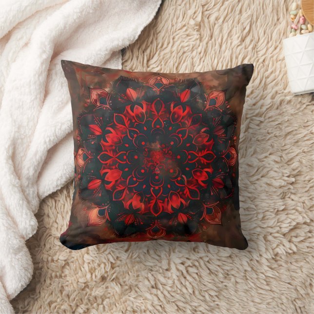 Cojín Decorativo Mandala oscura - Regalo gótico de Boho (Manta)