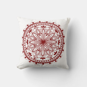 Cojín Decorativo Mandala roja profunda simple