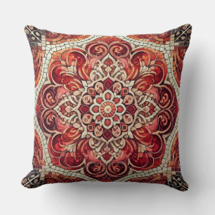 Cojín Decorativo Mandala roja: Un mosaico de pasión y armonía