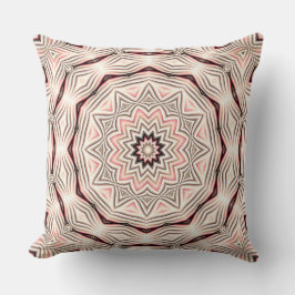 Cojín Decorativo Mandala rosa crema, suave, blanca y marrón.