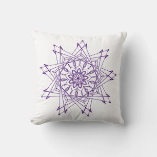 Cojín decorativo Mandala Royal Purple y White Sha