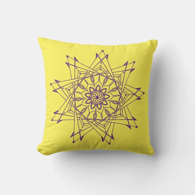Cojín decorativo Mandala Royal Purple y Yellow Sha (Anverso)