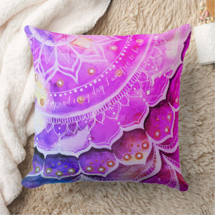 Cojín Decorativo Mandala Sunset acuarelas Pink Pillow